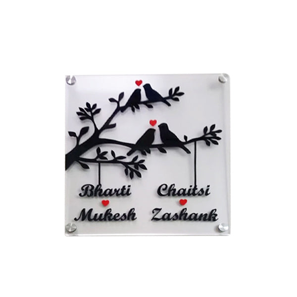 2 Pair Of Love Birds Acrylic - Name Plate