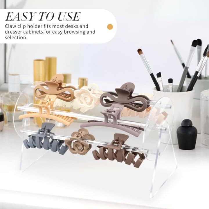 Acrylic Claw Clip Organizer Holder,360-Degree Rotating Claw Clip Holder and Storage,Hair Clip Organizer Display Clear Stand for Women and Girls (monolayer)