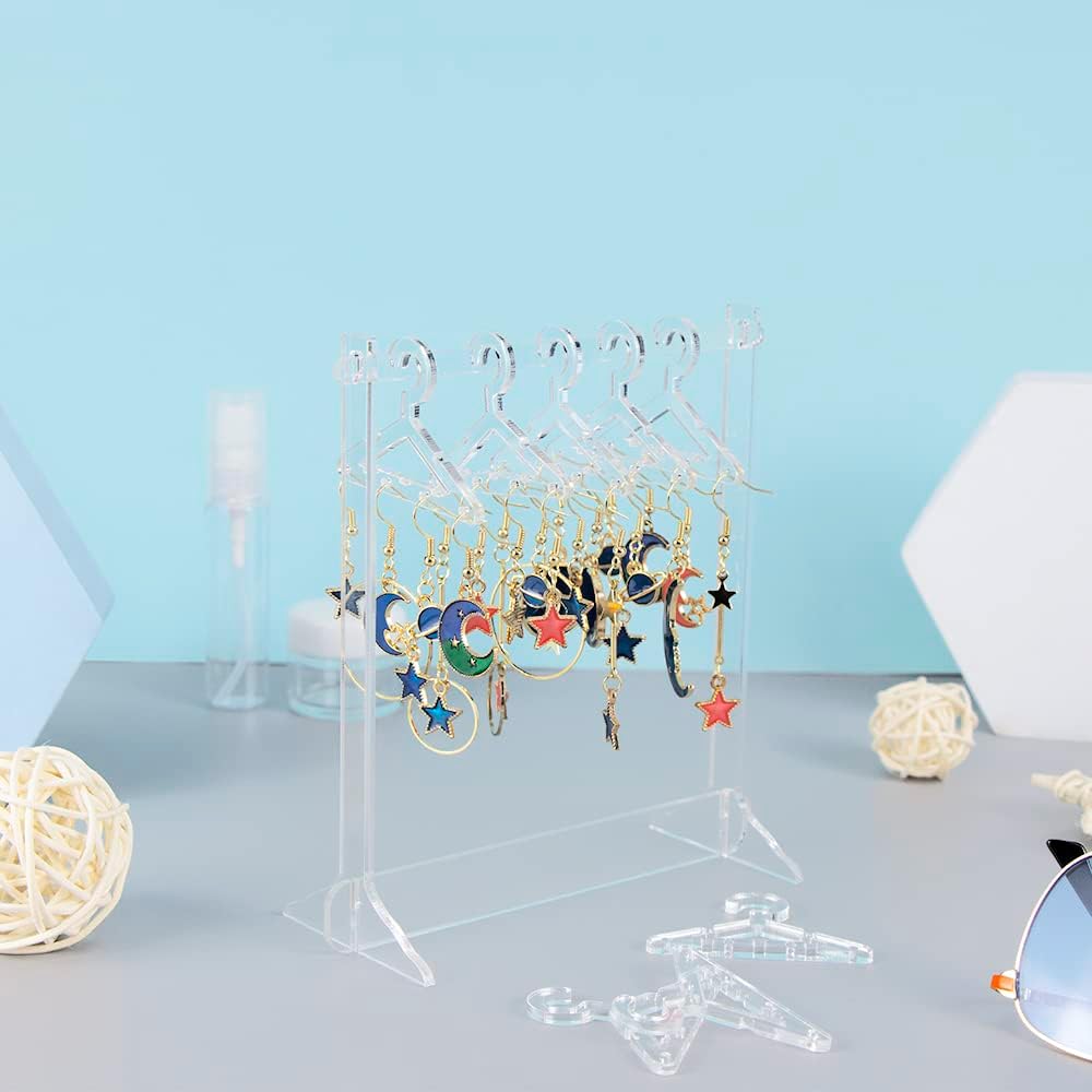 Earring Holder Stand Clear Acrylic Earrings Rack Mini Hangers Display Stand Jewelry Organizer Storage for Women Girls (Clear Earrings Rack)