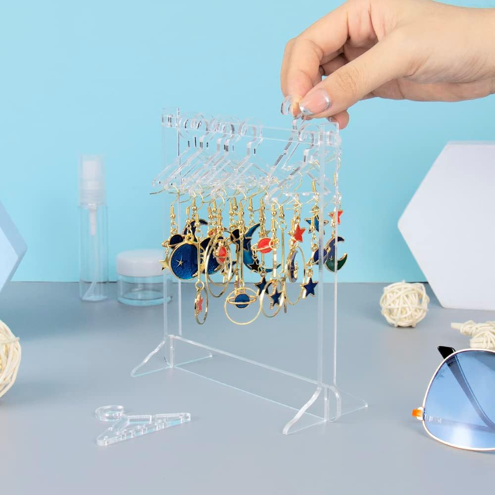 Earring Holder Stand Clear Acrylic Earrings Rack Mini Hangers Display Stand Jewelry Organizer Storage for Women Girls (Clear Earrings Rack)