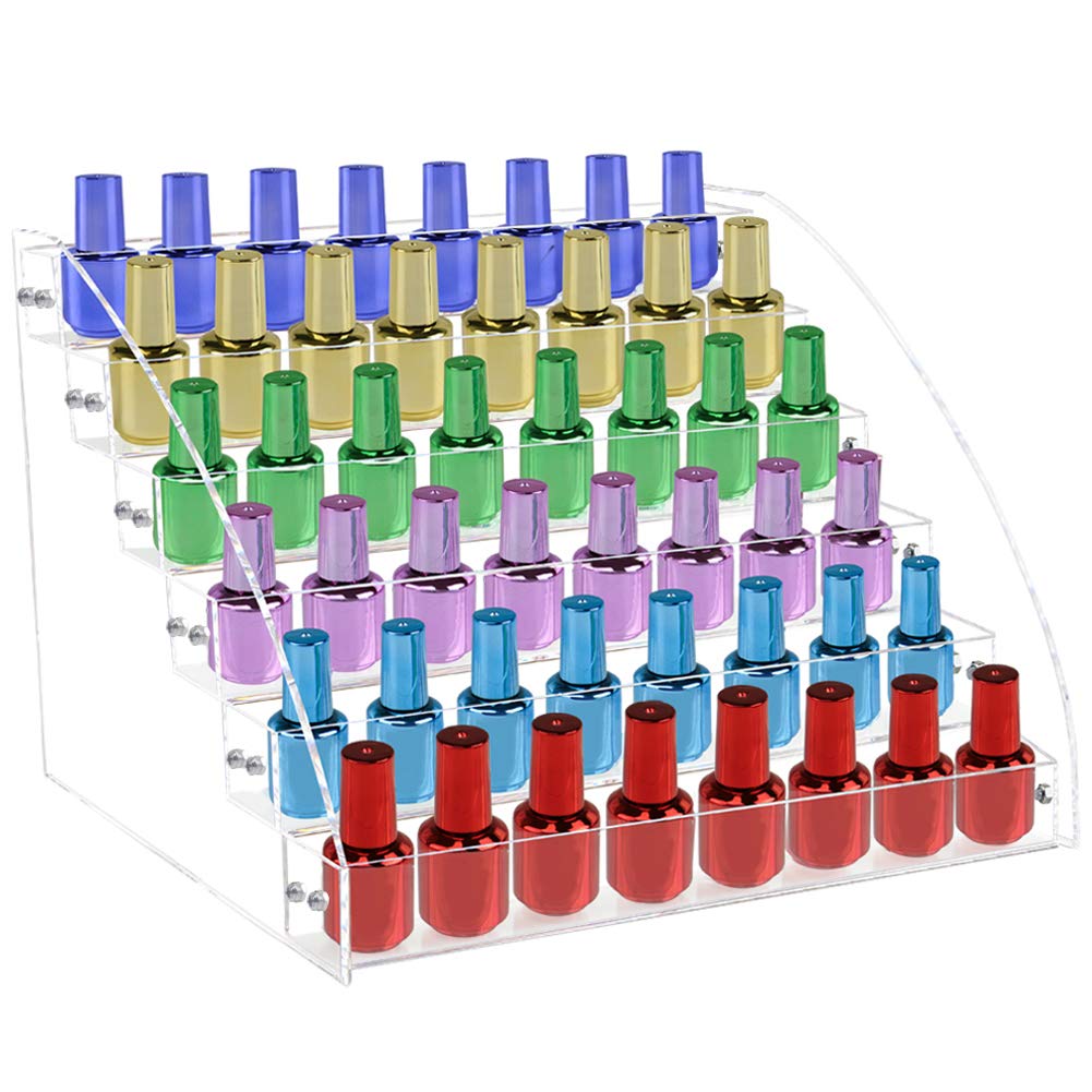 Acrylic Nail Polish Holder Organizer Rack, Clear Essential Oils Storage Nail Varnish Display Stand, 6 Tier