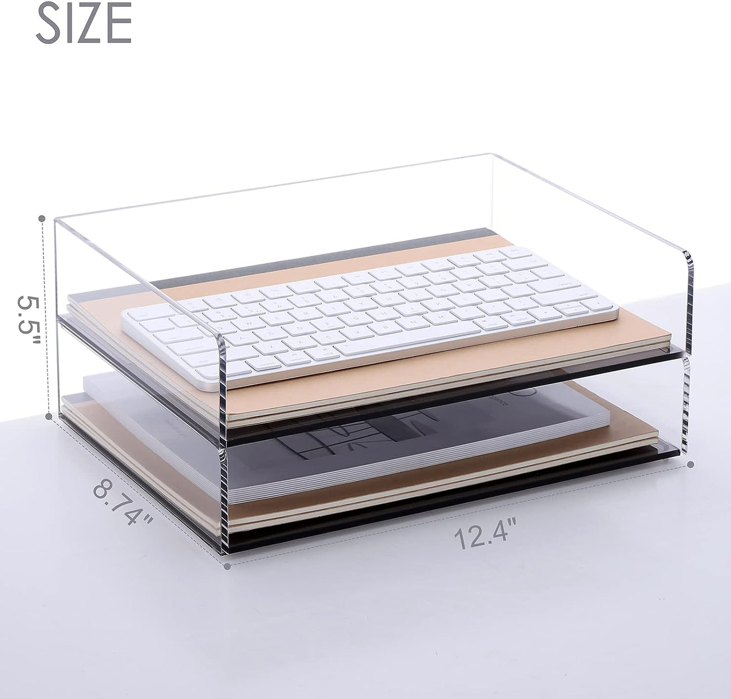 Acrylic Stackable Letter Tray Clear Paper Tray Desk Organizer 4-Tier Desk File Organizer Paper Sorter Holder Document Shelf Tray for Letter/A4,4-Pack