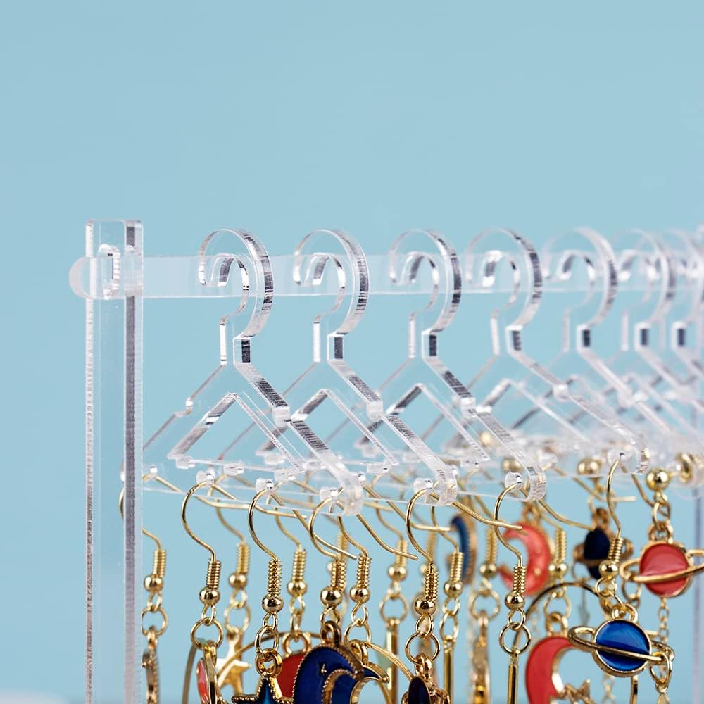 Earring Holder Stand Clear Acrylic Earrings Rack Mini Hangers Display Stand Jewelry Organizer Storage for Women Girls (Clear Earrings Rack)