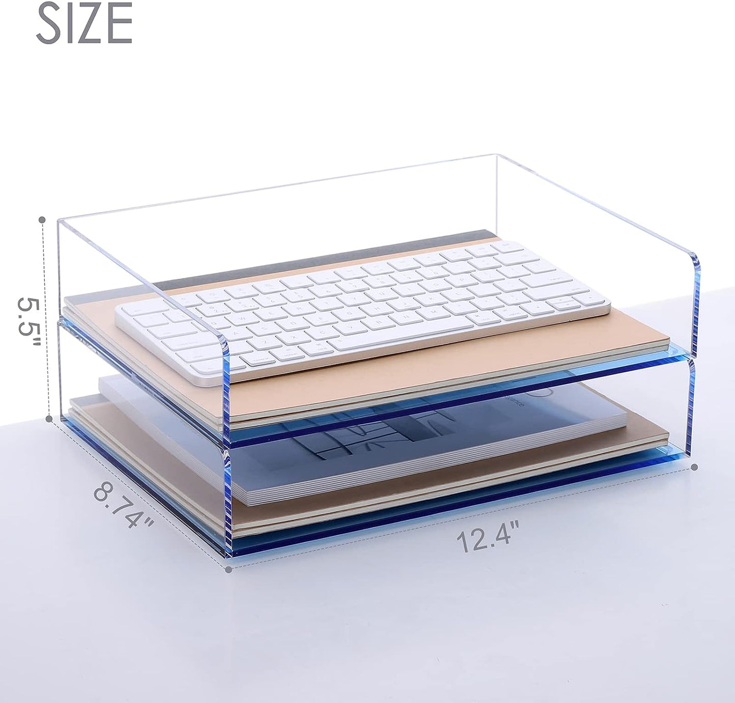 Acrylic Stackable Letter Tray Clear Paper Tray Desk Organizer 4-Tier Desk File Organizer Paper Sorter Holder Document Shelf Tray for Letter/A4,4-Pack