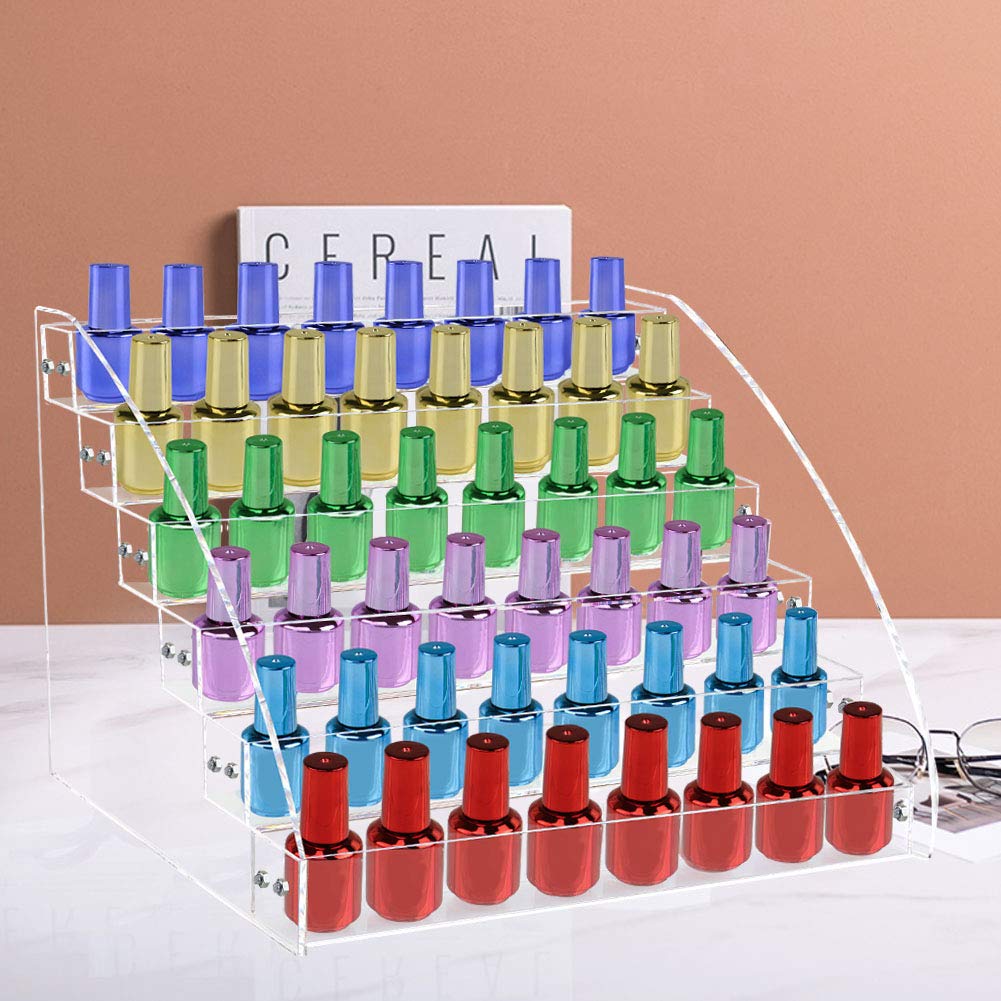 Acrylic Nail Polish Holder Organizer Rack, Clear Essential Oils Storage Nail Varnish Display Stand, 6 Tier