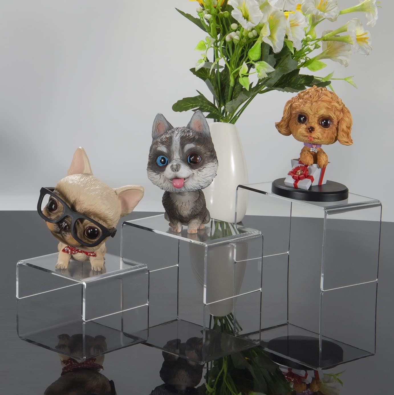 Acrylic Display Risers Stand Clear Riser Shelf Showcase- 2 Sets