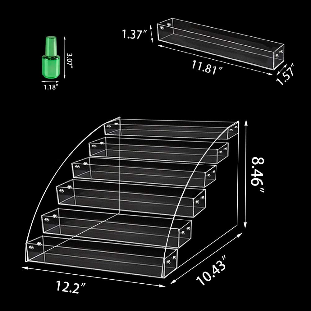 Acrylic Nail Polish Holder Organizer Rack, Clear Essential Oils Storage Nail Varnish Display Stand, 6 Tier