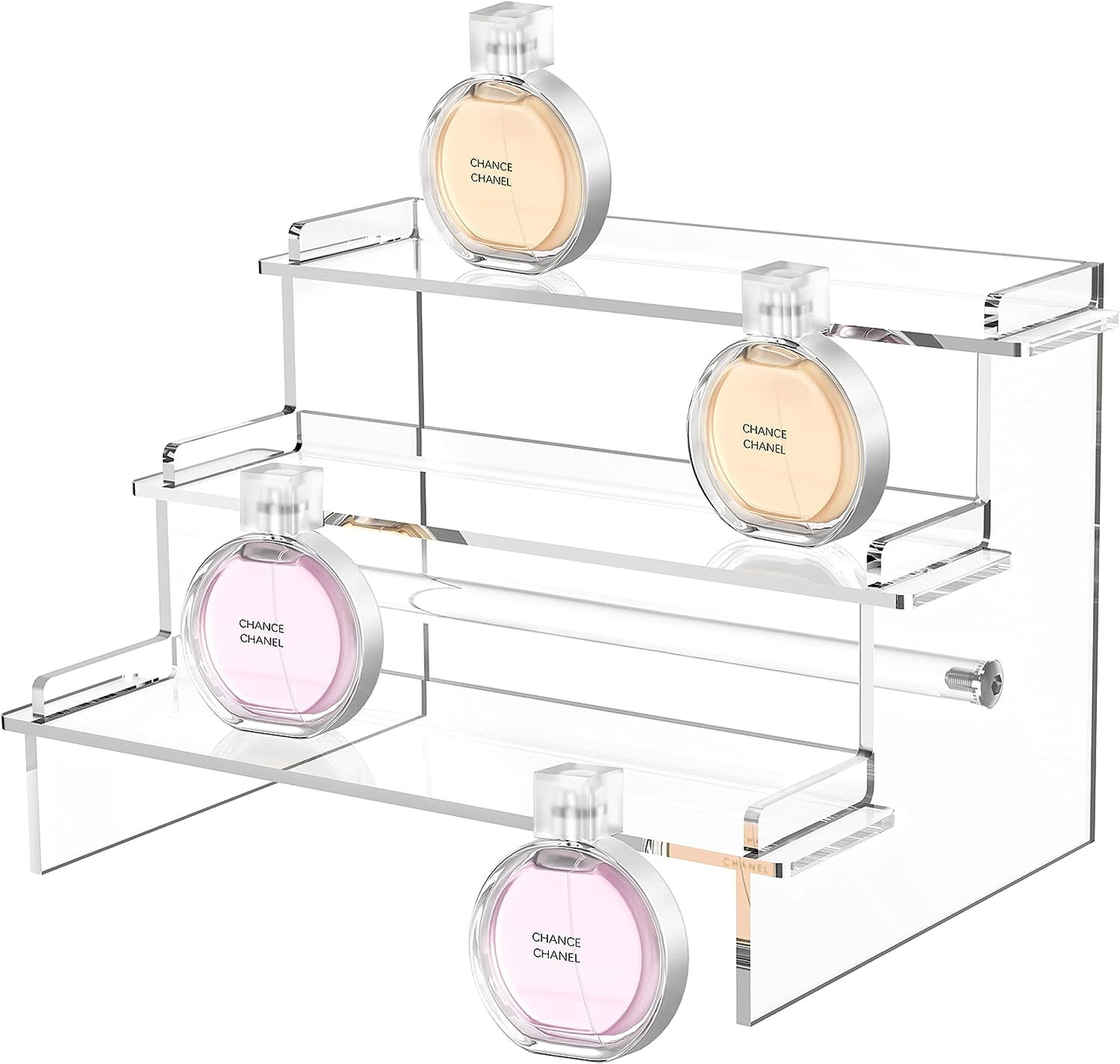 Acrylic Risers Display Stands, 12'' Perfume Organizer, Clear Riser for POPs Amiibo Figure Organizer, Cologne Organizer Cupcake Stand Shot Glass Display Shelves Desktop Tiered Display (1 Pack)