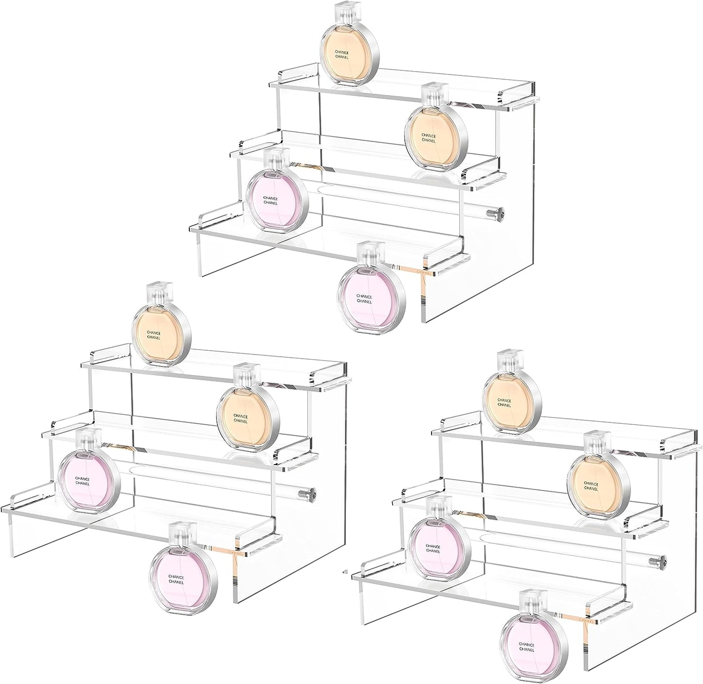 Acrylic Risers Display Stands, 12'' Perfume Organizer, Clear Riser for POPs Amiibo Figure Organizer, Cologne Organizer Cupcake Stand Shot Glass Display Shelves Desktop Tiered Display (1 Pack)