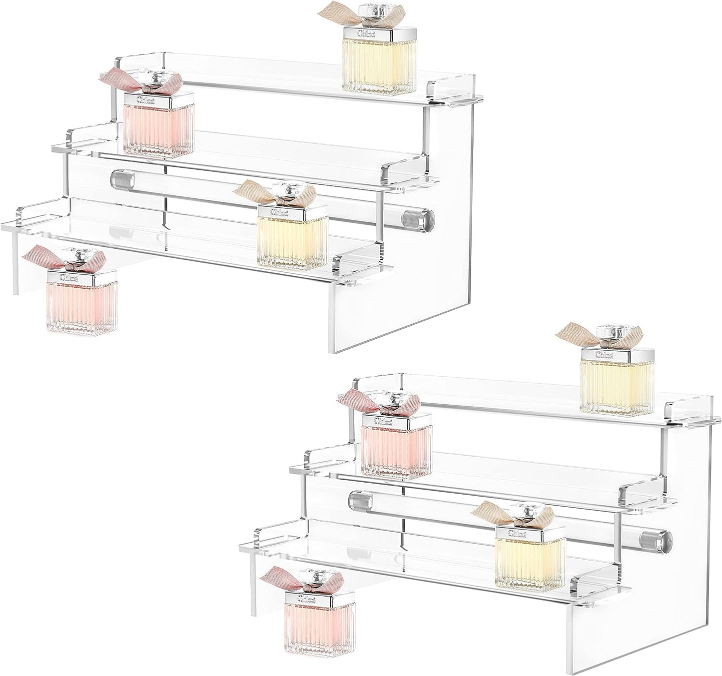 Acrylic Risers Display Stands, 12'' Perfume Organizer, Clear Riser for POPs Amiibo Figure Organizer, Cologne Organizer Cupcake Stand Shot Glass Display Shelves Desktop Tiered Display (1 Pack)