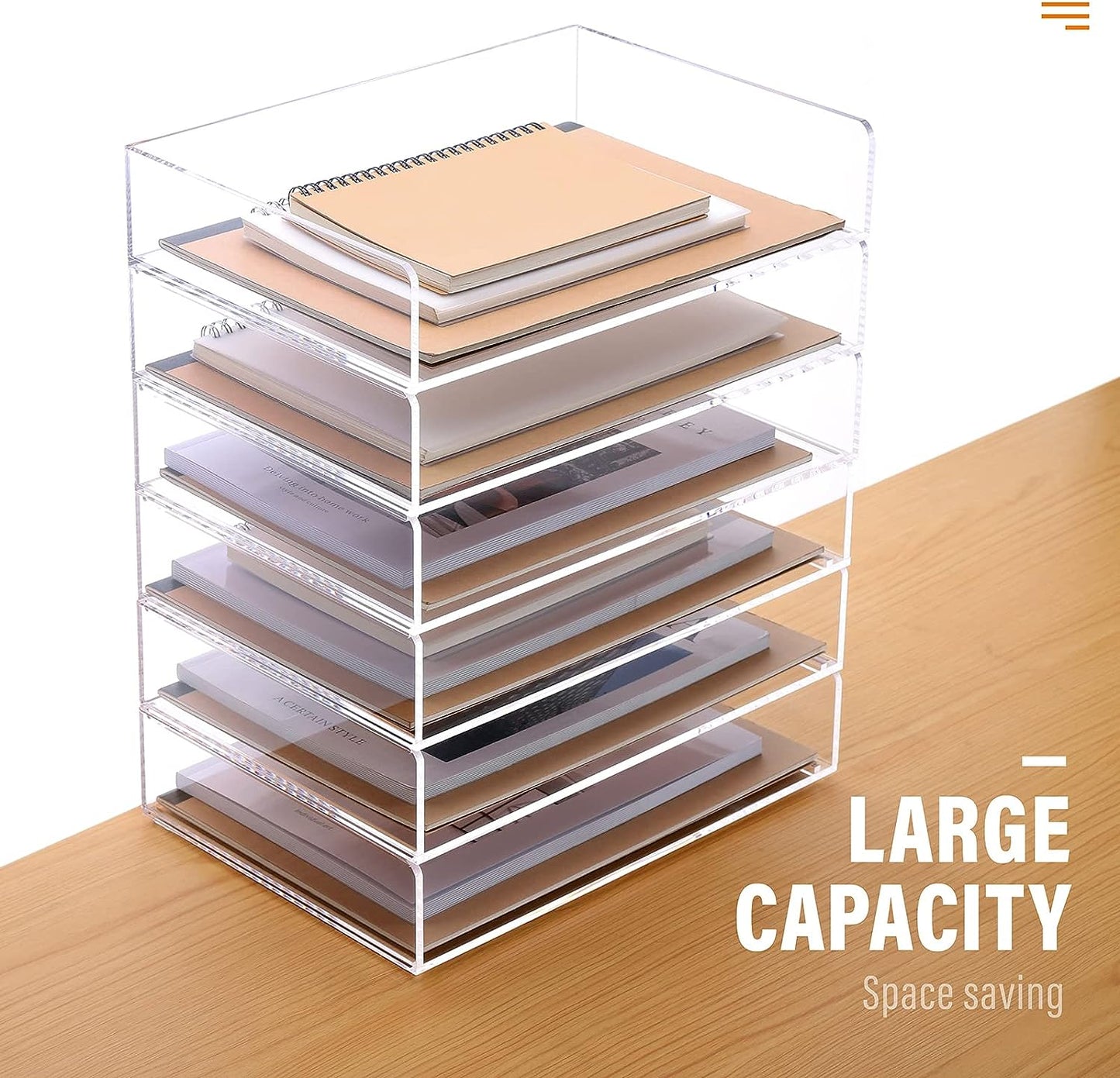Acrylic Stackable Letter Tray Clear Paper Tray Desk Organizer 4-Tier Desk File Organizer Paper Sorter Holder Document Shelf Tray for Letter/A4,4-Pack