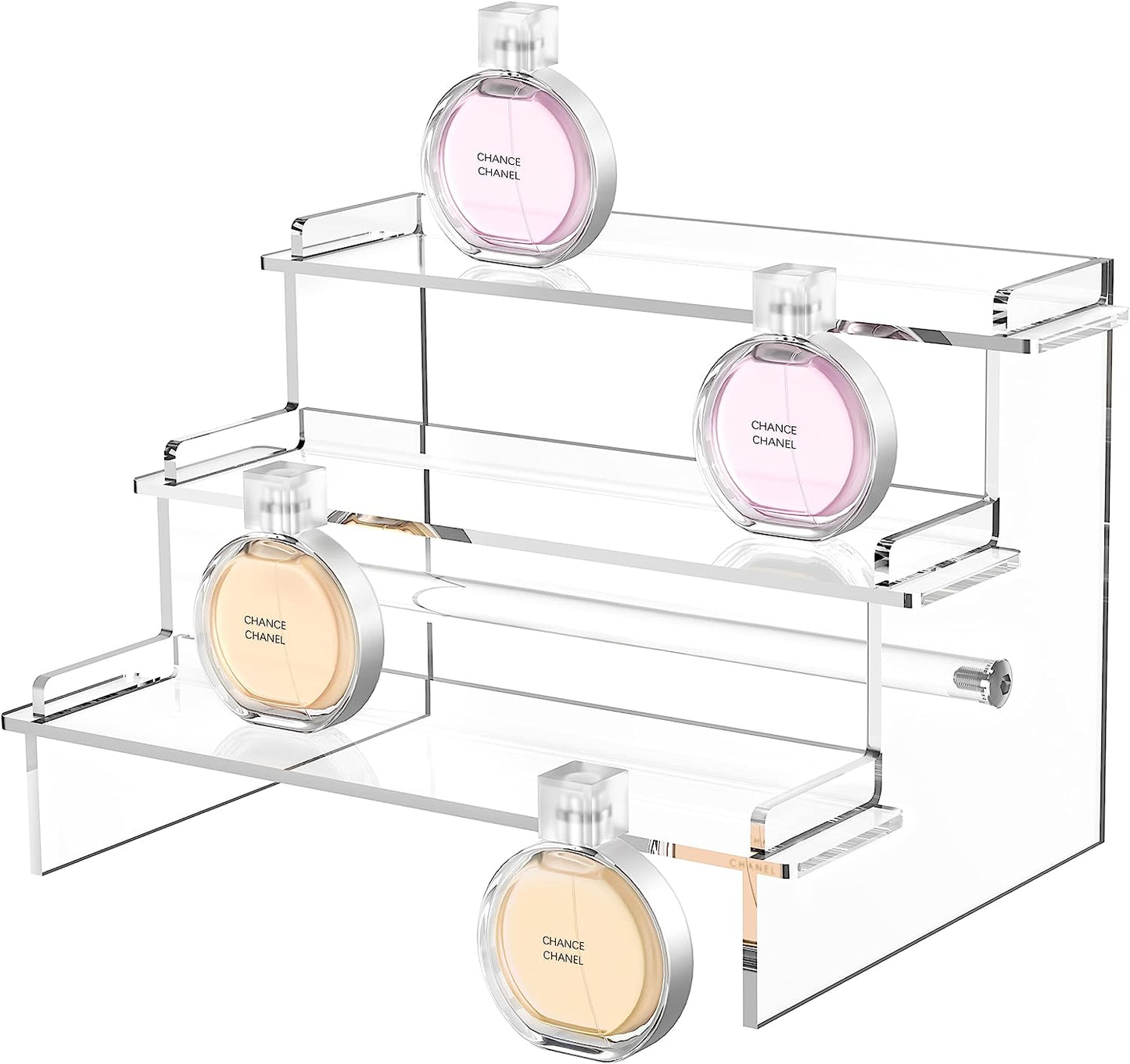 Acrylic Risers Display Stands, 12'' Perfume Organizer, Clear Riser for POPs Amiibo Figure Organizer, Cologne Organizer Cupcake Stand Shot Glass Display Shelves Desktop Tiered Display (1 Pack)