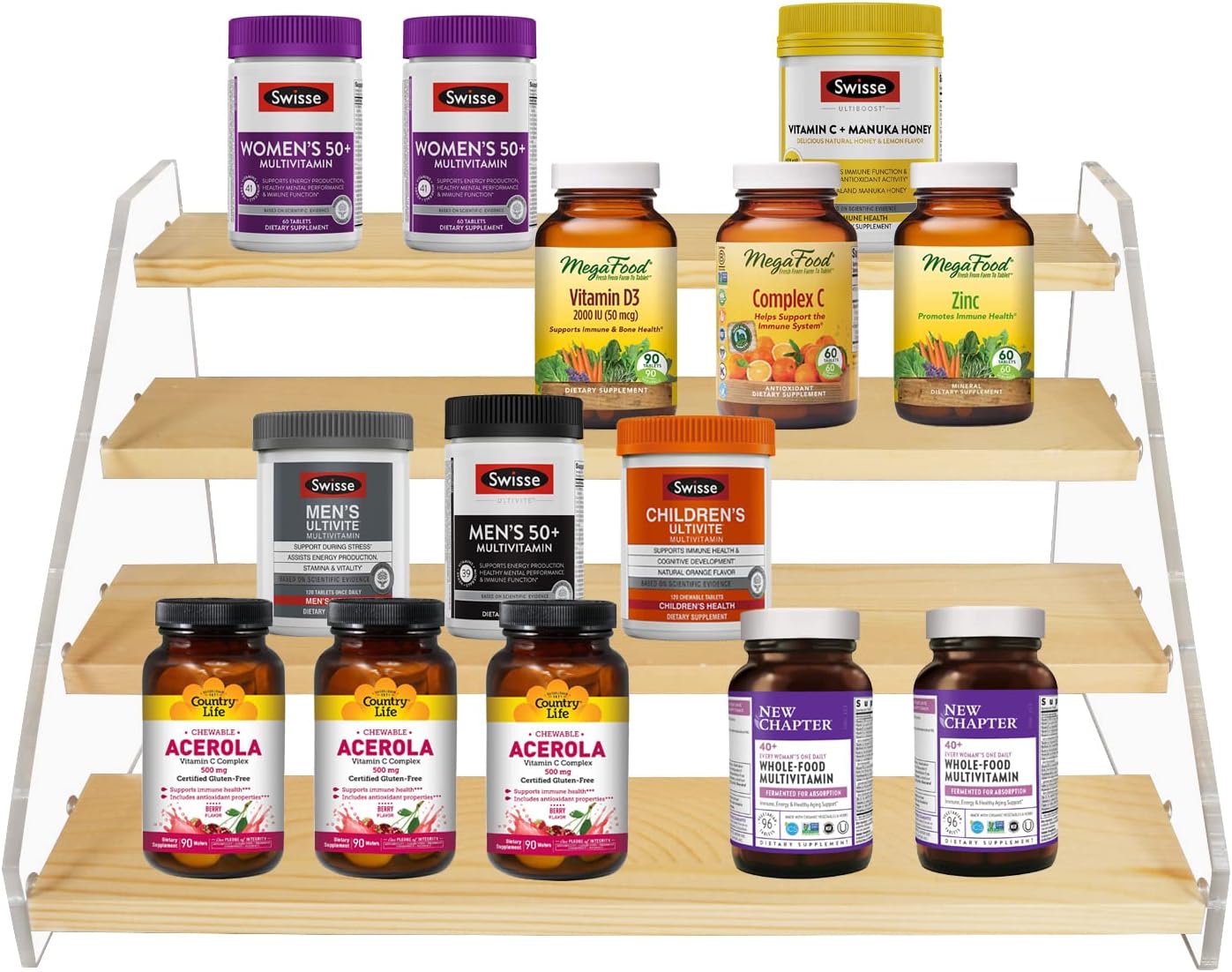 Spice Rack, Seasoning Organizer, Clear Acrylic Vertical Shelves Organizer Countertop, Kitchen Organization & Storage