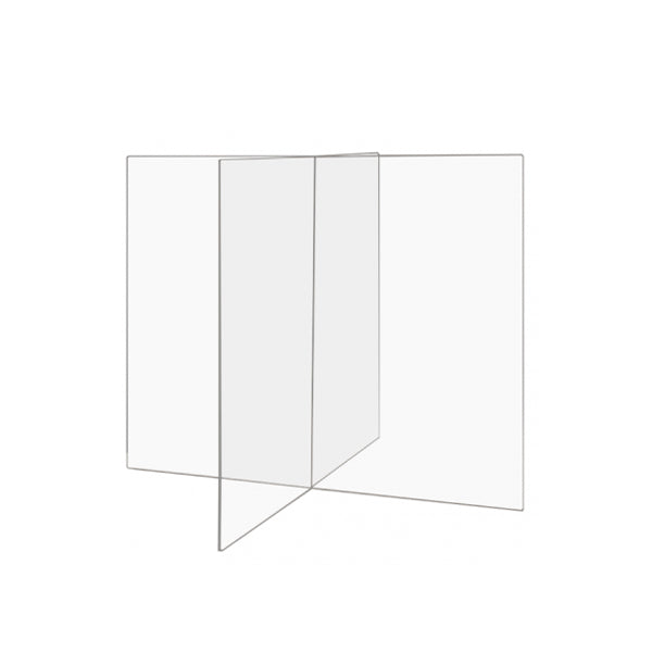 Clear Acrylic 4 Way Table Divider Shield - 23.5H x 29.5W x 29.5L