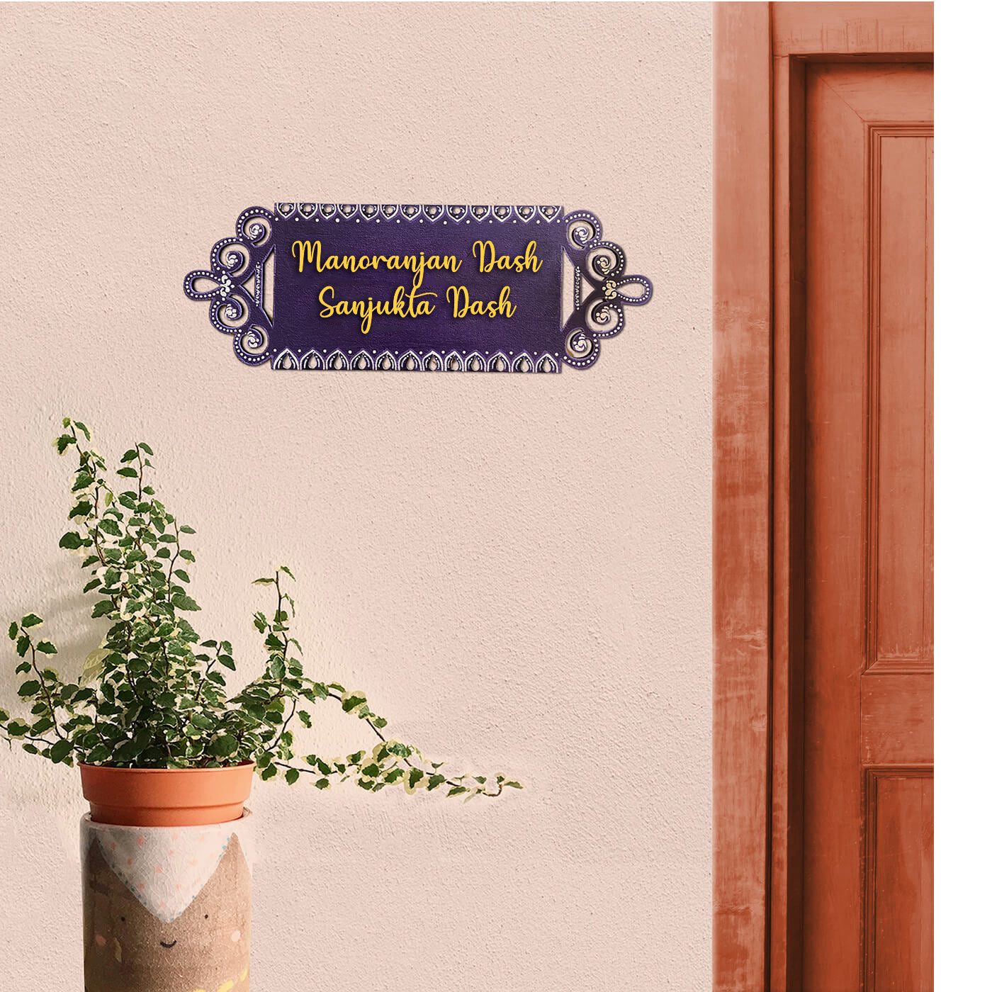 Hand Painted Mandala Personalised Cut-Out Name Plate