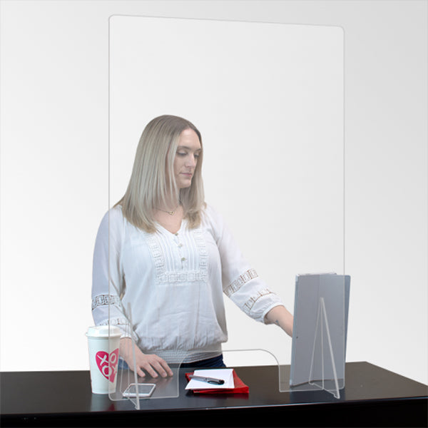 Economy Countertop Sneeze Guard with Pass Through Opening 35.5H x 23.5W