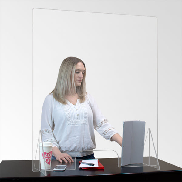 Economy Countertop Sneeze Guard with Pass Through Opening 35.5H x 29.5W
