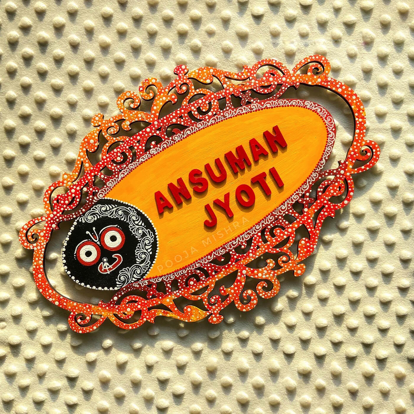 Hand Painted Jagannath Pattachitra Personalised Cutwork Name Plate