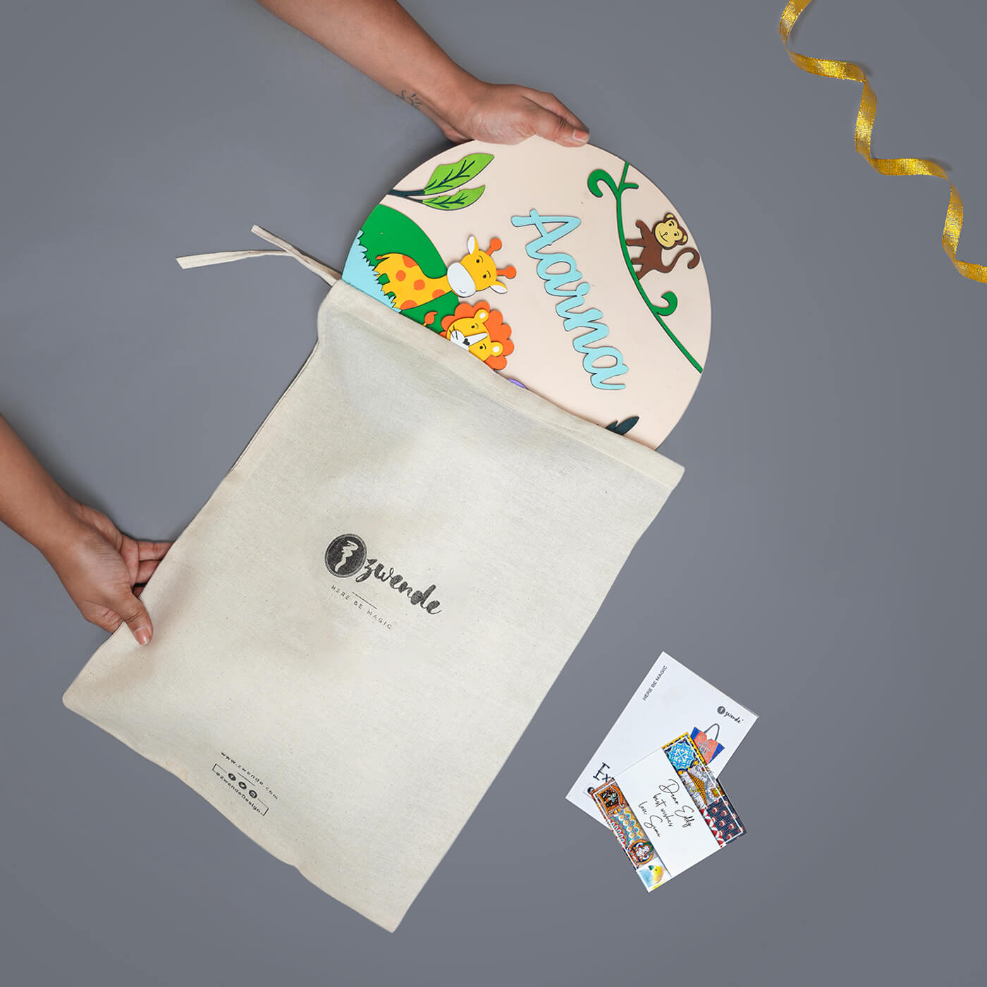 Painted Nameboard for Kids - Name with Animal Border