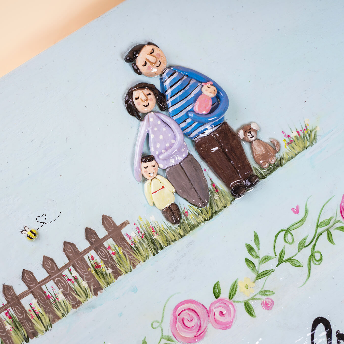 Handcrafted Clay Pebble Nameboard for Family