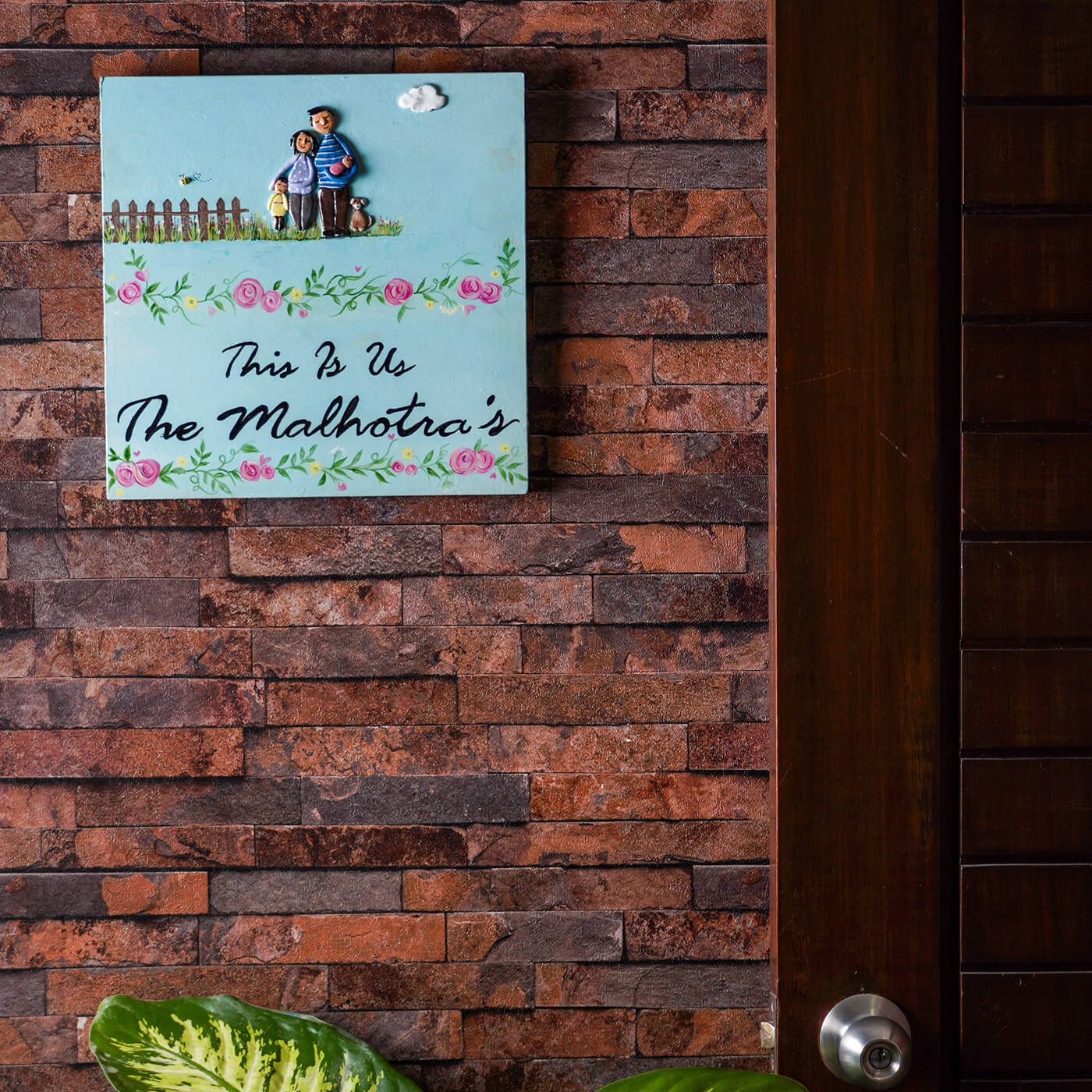 Handcrafted Clay Pebble Nameboard for Family