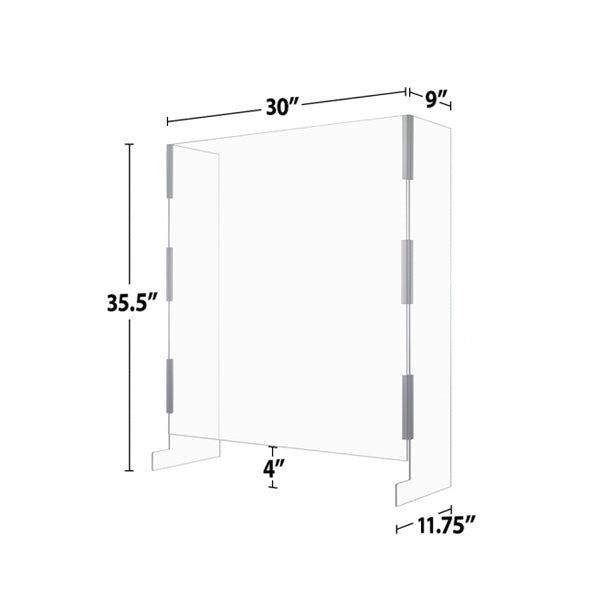 Portable Clear Acrylic U Shape Barrier Shield Ships Flat - 35.5H x 30.4W x 11.75D
