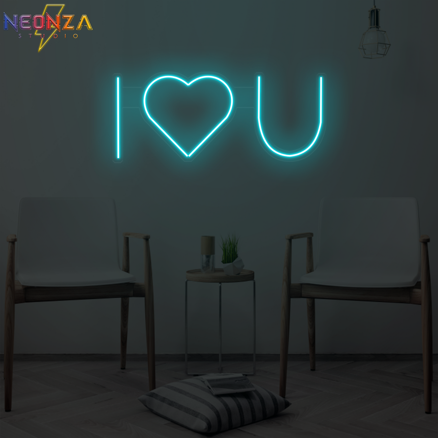 i love u Neon quote Sign oniine ice blue