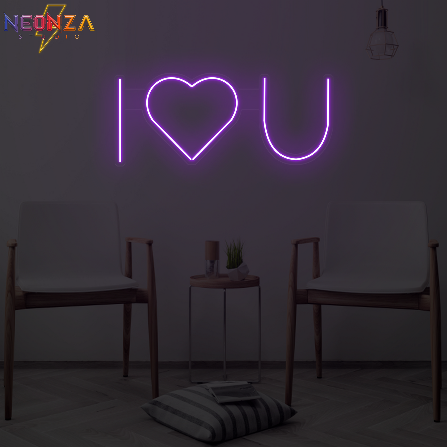 i love u Neon quote Sign oniine purple
