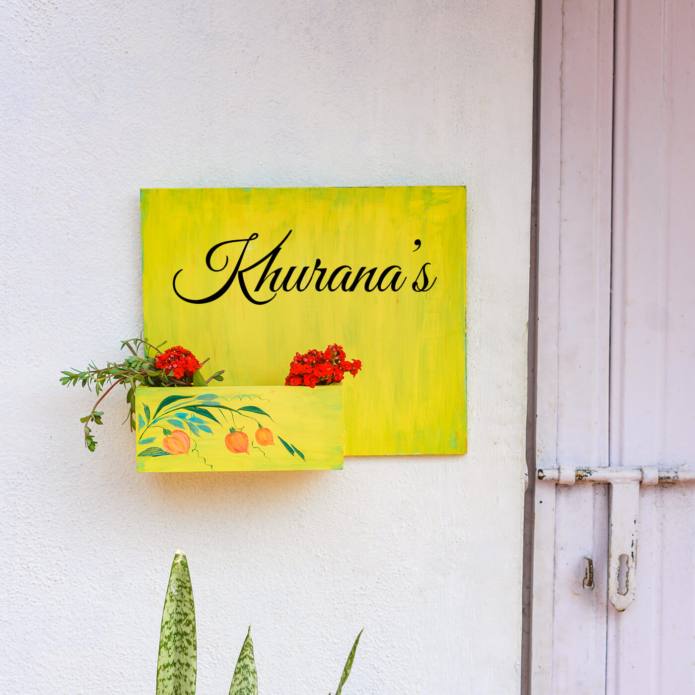 Handpainted Horizontal Planter Board With Artwork