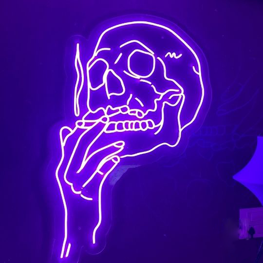 Smoking Skull Neon Sign