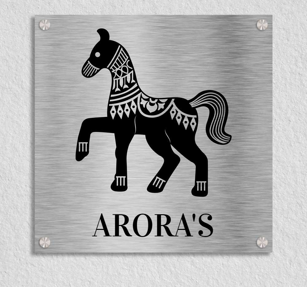 Ashwa (Bidri) - Stainless Steel Name Plate