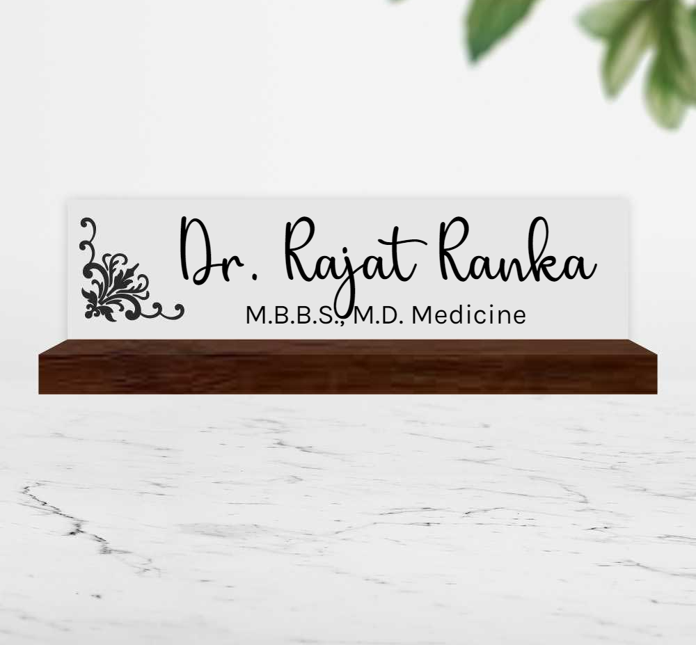 Excelus Office Desk wooden Name Plate - Elegant
