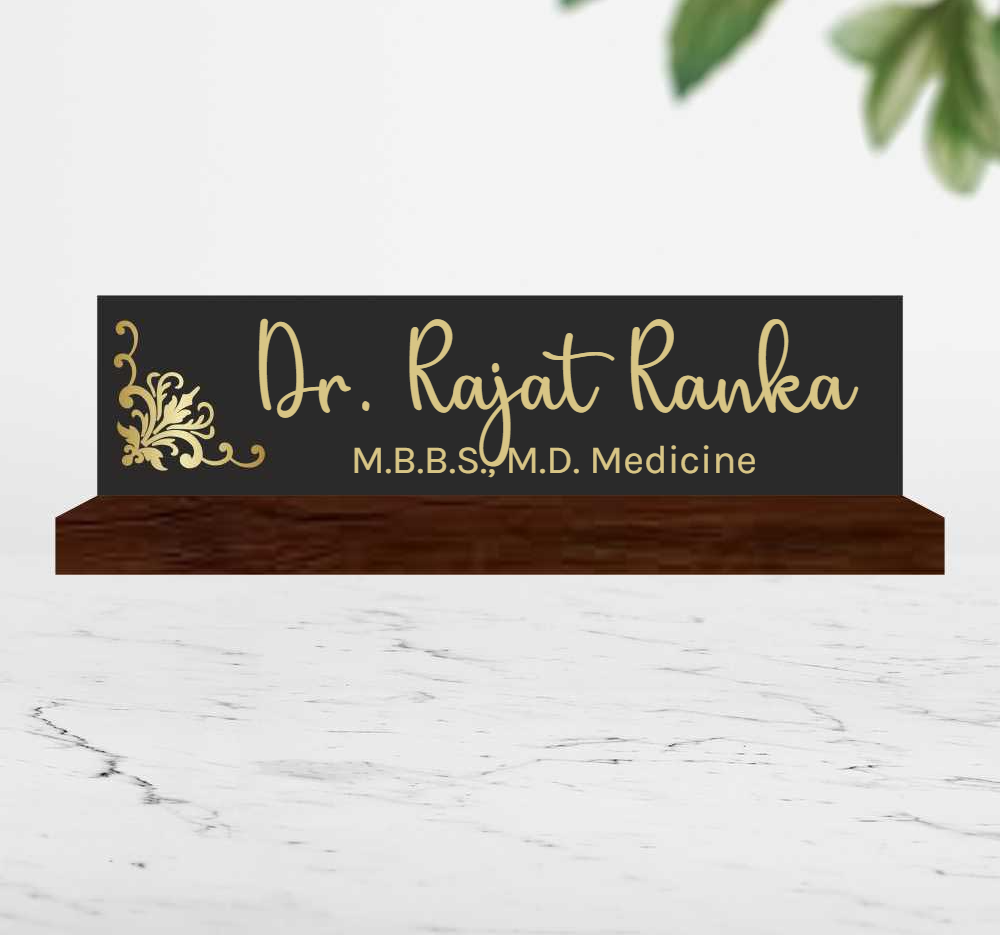 Excelus Office Desk wooden Name Plate - Elegant
