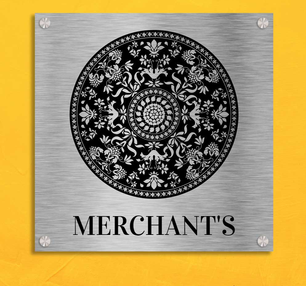 Mandala (Bidri) - Stainless Steel Name Plate