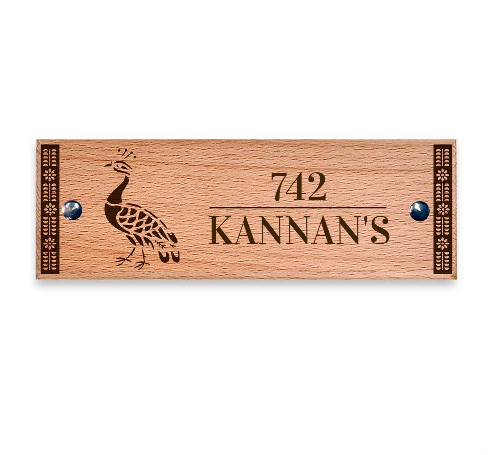 Mayuri (Sanjhi Art) - Wooden Name Plate
