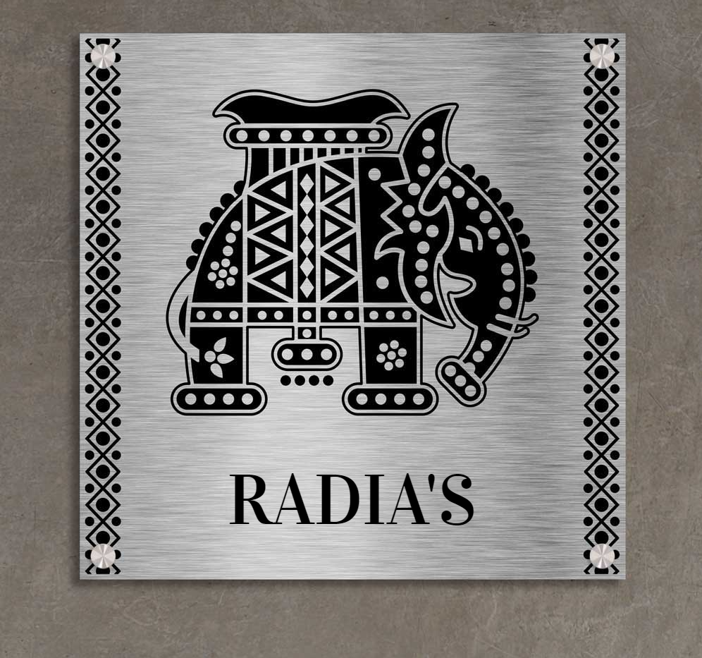 Gajapati (Lippan) - Stainless Steel Name Plate