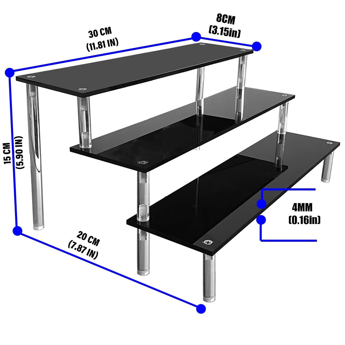 Acrylic Riser, Acrylic Shelf Riser 3 Tier Cupcake Display Stand Large Collection Organizer Shelf Stand for Cologne