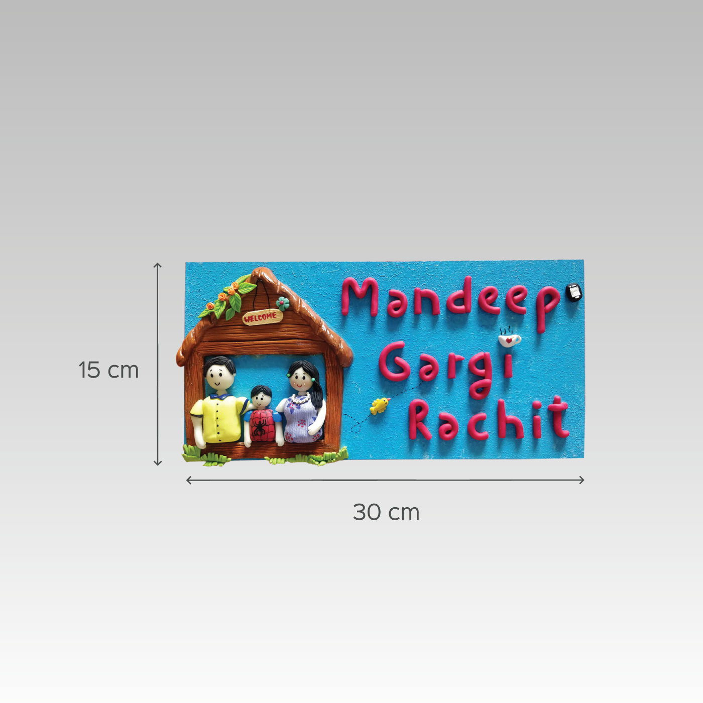 Clay Nameplate for Family - Three Characters