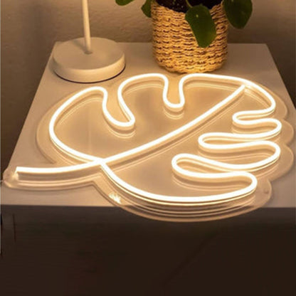 Warm White Leaf Neon Sign