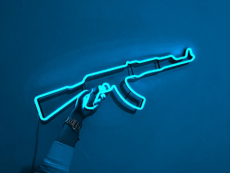 Buy Gun Led Neon Signs AK 47 gift Pistol LED Neon Lights Gun Wall Art D ...