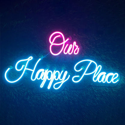 Pink and Blue Our Happy Place Neon sign-neonzastudio