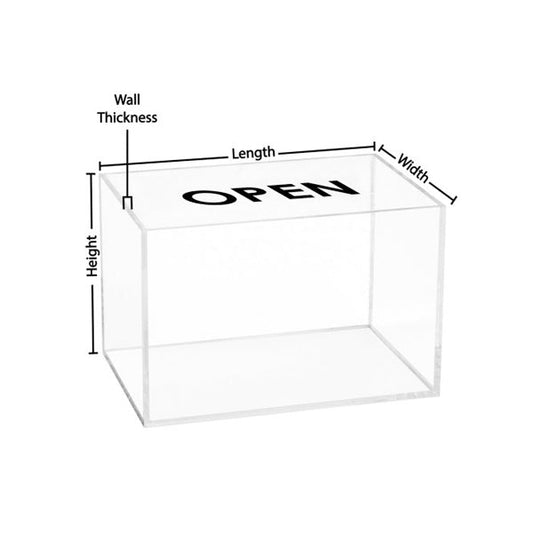 5 Sided Clear Acrylic Box - Custom Size