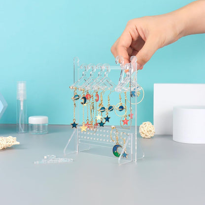 Earring Holder Stand Clear Acrylic Earrings Rack Mini Hangers Display Stand Jewelry Organizer Storage for Women Girls (Clear Earrings Rack)