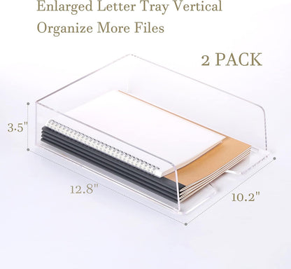 Magazine Holder, Clear Acrylic Desk Organizers, File Organizer for Desk, Magazine Rack- Desktop Book Storage -Independent Vertical 1 Space-2 Pack