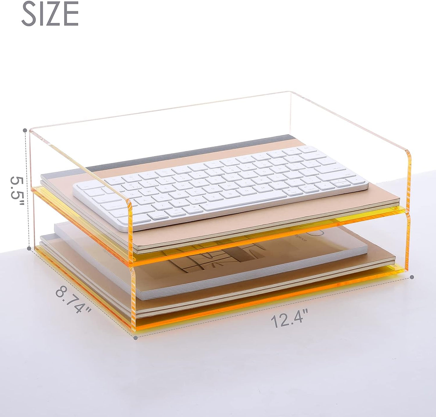 Acrylic Stackable Letter Tray Clear Paper Tray Desk Organizer 4-Tier Desk File Organizer Paper Sorter Holder Document Shelf Tray for Letter/A4,4-Pack