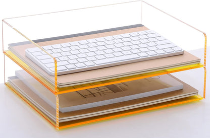Acrylic Stackable Letter Tray Clear Paper Tray Desk Organizer 4-Tier Desk File Organizer Paper Sorter Holder Document Shelf Tray for Letter/A4,4-Pack
