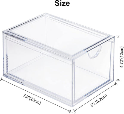 2 Pack Acrylic Stackable Storage Drawers Makeup Organizer, 20% Thicker Clear Bathroom Organizers for Cosmetics, Skin Care, Hair Accessories, Beauty, Vanity, Countertop and Dresser