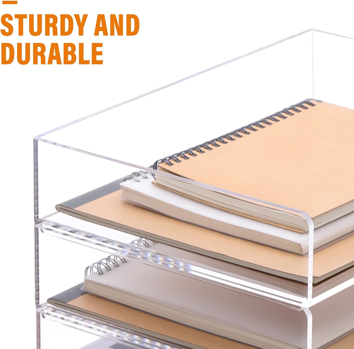 Acrylic Stackable Letter Tray Clear Paper Tray Desk Organizer 4-Tier Desk File Organizer Paper Sorter Holder Document Shelf Tray for Letter/A4,4-Pack