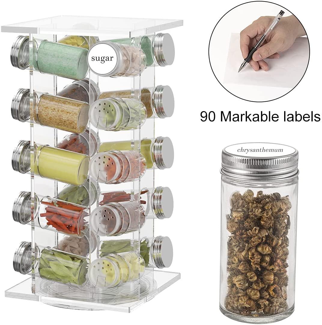 20 Jar Revolving Countertop Acrylic Spice Racks Organizer, Rotating Spice Rack