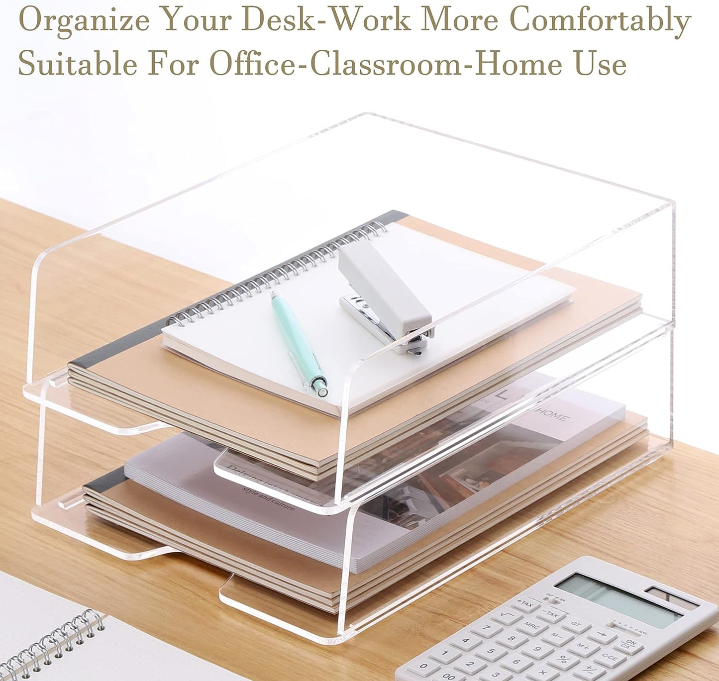 Magazine Holder, Clear Acrylic Desk Organizers, File Organizer for Desk, Magazine Rack- Desktop Book Storage -Independent Vertical 1 Space-2 Pack